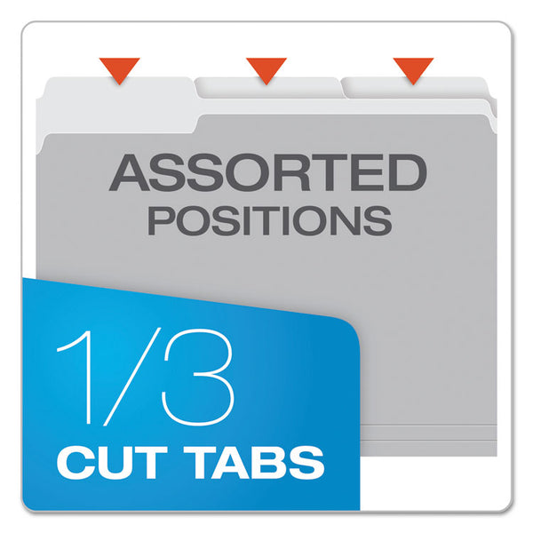 Pendaflex® Colored File Folders, 1/3-Cut Tabs: Assorted, Letter Size, Gray/Light Gray, 100/Box (PFX15213GRA)