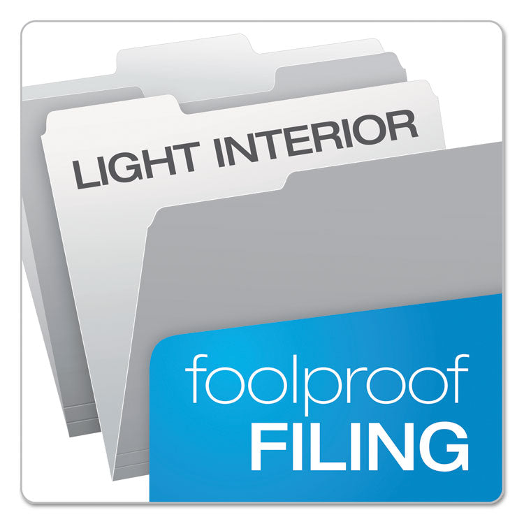 Pendaflex® Colored File Folders, 1/3-Cut Tabs: Assorted, Letter Size, Gray/Light Gray, 100/Box (PFX15213GRA)