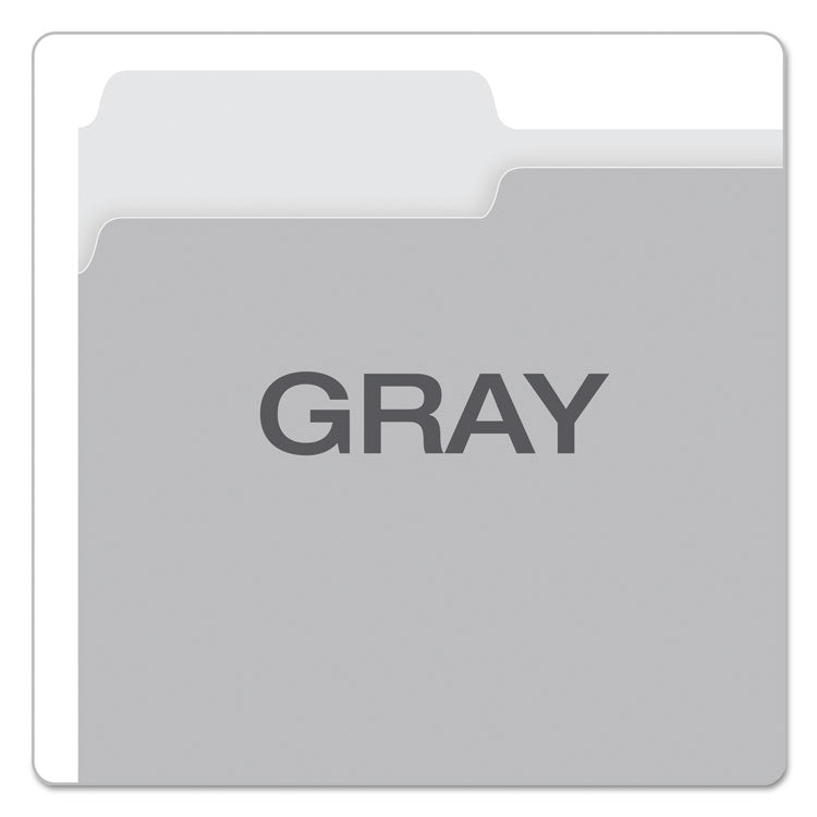 Pendaflex® Colored File Folders, 1/3-Cut Tabs: Assorted, Letter Size, Gray/Light Gray, 100/Box (PFX15213GRA)