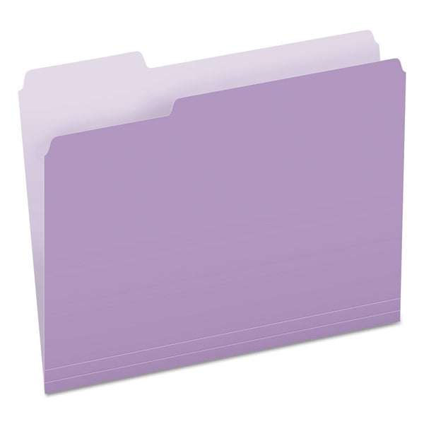 Pendaflex® Colored File Folders, 1/3-Cut Tabs: Assorted, Letter Size, Lavender/Light Lavender, 100/Box (PFX15213LAV)
