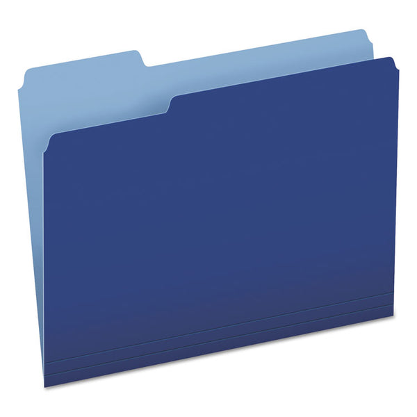 Pendaflex® Colored File Folders, 1/3-Cut Tabs: Assorted, Letter Size, Navy Blue/Light Blue, 100/Box (PFX15213NAV)