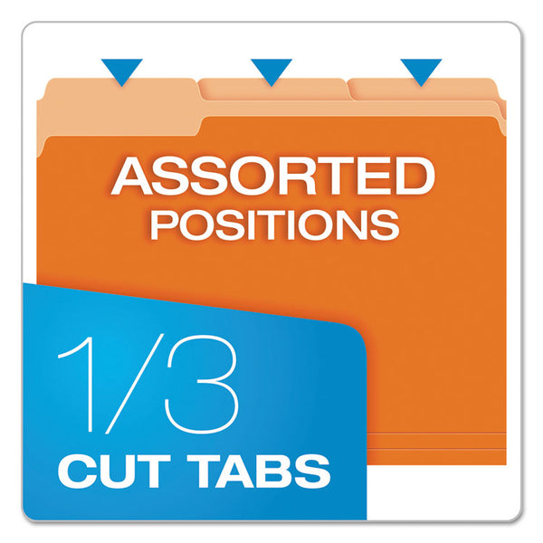 Pendaflex® Colored File Folders, 1/3-Cut Tabs: Assorted, Letter Size, Orange/Light Orange, 100/Box (PFX15213ORA)