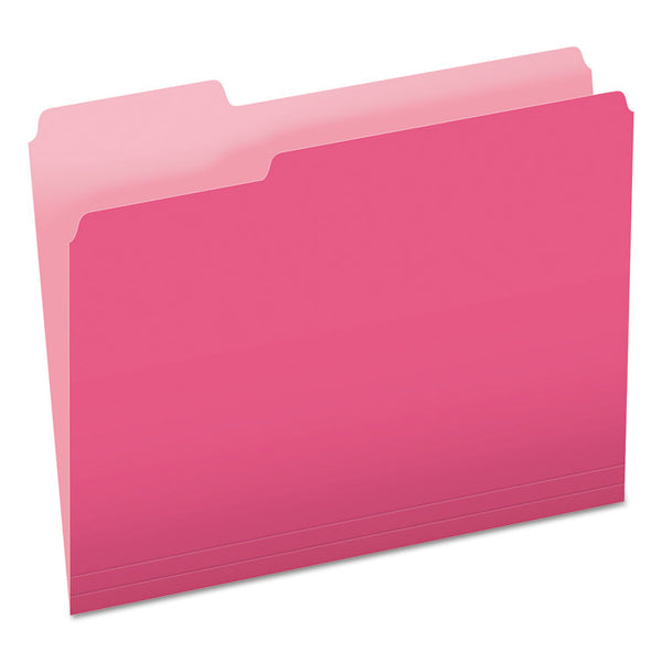 Pendaflex® Colored File Folders, 1/3-Cut Tabs: Assorted, Letter Size, Pink/Light Pink, 100/Box (PFX15213PIN)