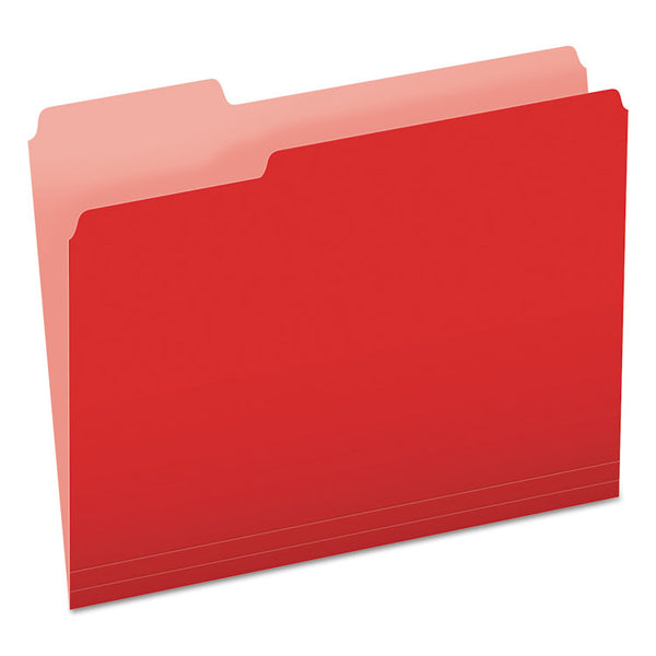 Pendaflex® Colored File Folders, 1/3-Cut Tabs: Assorted, Letter Size, Red/Light Red, 100/Box (PFX15213RED)