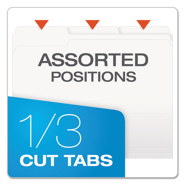 Pendaflex® Colored File Folders, 1/3-Cut Tabs: Assorted, Letter Size, White, 100/Box (PFX15213WHI)