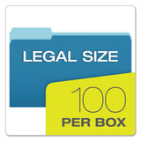 Pendaflex® Colored File Folders, 1/3-Cut Tabs: Assorted, Legal Size, Blue/Light Blue, 100/Box (PFX15313BLU)
