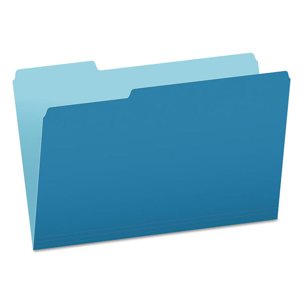 Pendaflex® Colored File Folders, 1/3-Cut Tabs: Assorted, Legal Size, Blue/Light Blue, 100/Box (PFX15313BLU)