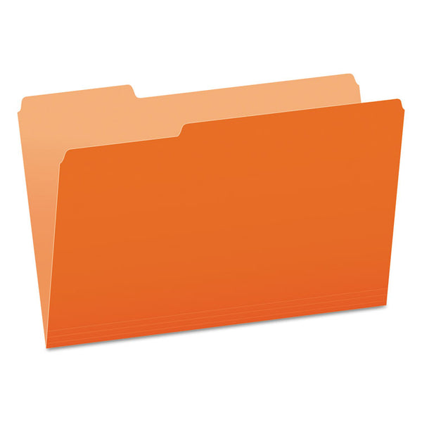 Pendaflex® Colored File Folders, 1/3-Cut Tabs: Assorted, Legal Size, Orange/Light Orange, 100/Box (PFX15313ORA)