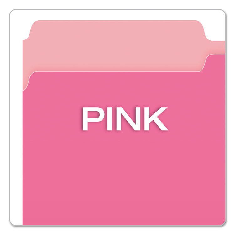 Pendaflex® Colored File Folders, 1/3-Cut Tabs: Assorted, Legal Size, Pink/Light Pink, 100/Box (PFX15313PIN) Box of 100