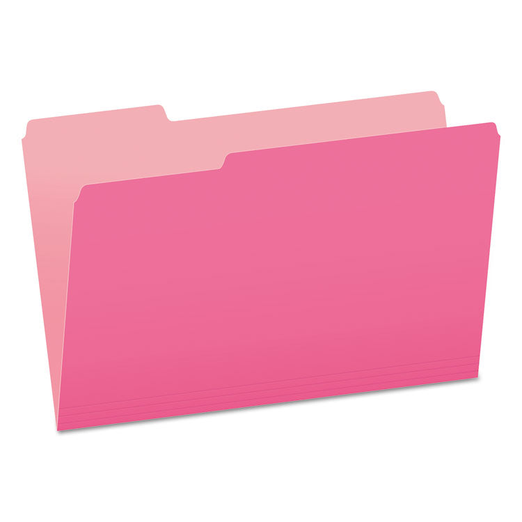 Pendaflex® Colored File Folders, 1/3-Cut Tabs: Assorted, Legal Size, Pink/Light Pink, 100/Box (PFX15313PIN) Box of 100