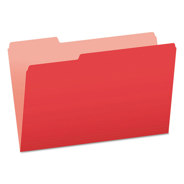 Pendaflex® Colored File Folders, 1/3-Cut Tabs: Assorted, Legal Size, Red/Light Red, 100/Box (PFX15313RED)