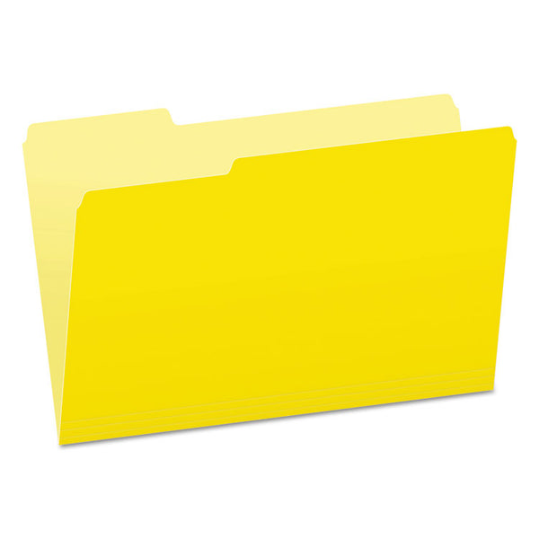 Pendaflex® Colored File Folders, 1/3-Cut Tabs: Assorted, Legal Size, Yellow/Light Yellow, 100/Box (PFX15313YEL)