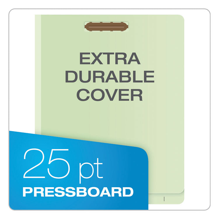 Pendaflex® End Tab Classification Folders, 1.75" Expansion, 1 Divider, 4 Fasteners, Letter Size, Pale Green Exterior, 10/Box (PFX23214) Box of 10