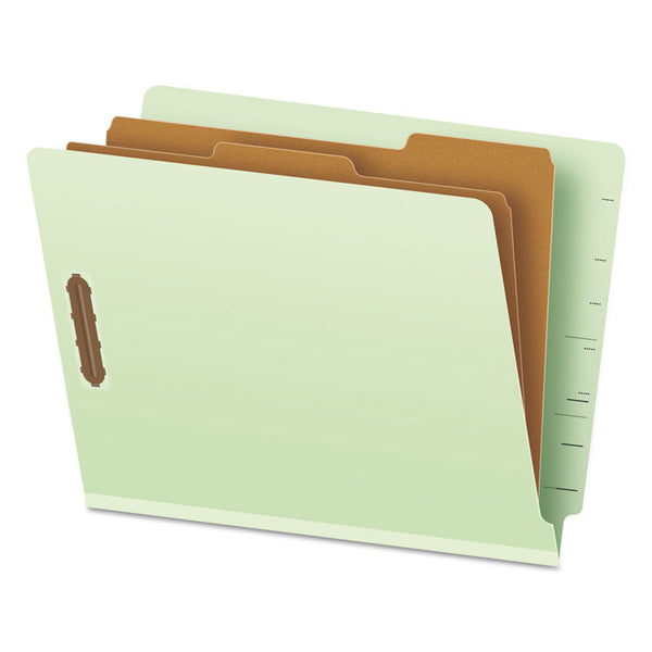 Pendaflex® End Tab Classification Folders, 2.5" Expansion, 2 Dividers, 6 Fasteners, Letter Size, Pale Green Exterior, 10/Box (PFX23224) Box of 10