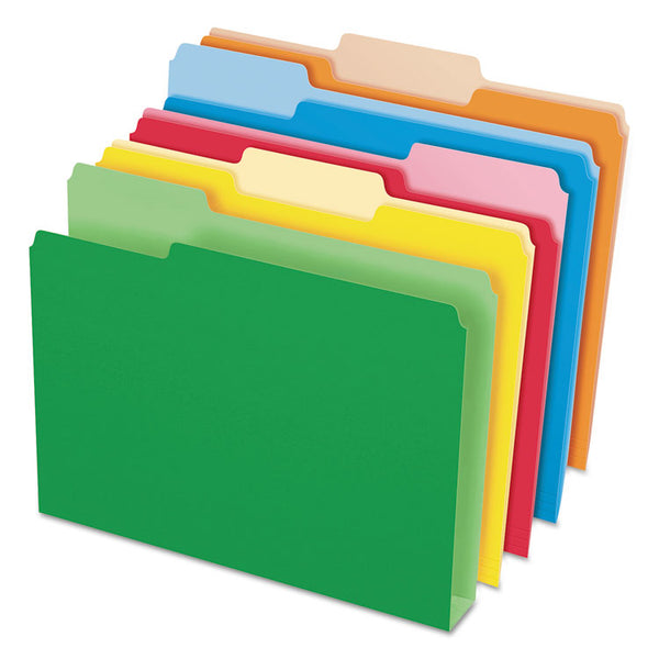 Pendaflex® Double Stuff File Folders, 1/3-Cut Tabs: Assorted, Letter Size, Assorted Colors, 50/Pack (PFX54460)