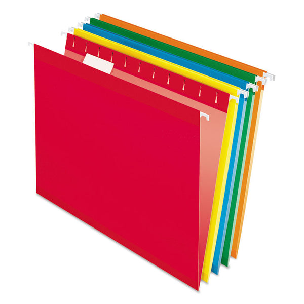 Pendaflex® Colored Reinforced Hanging Folders, Letter Size, 1/5-Cut Tabs, Assorted Bright Colors, 25/Box (PFX415215ASST) Box of 25