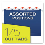 Pendaflex® Colored Reinforced Hanging Folders, Letter Size, 1/5-Cut Tabs, Navy, 25/Box (PFX415215NAV)