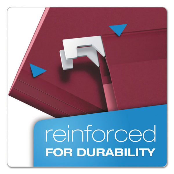 Pendaflex® Colored Reinforced Hanging Folders, Legal Size, 1/5-Cut Tabs, Burgundy, 25/Box (PFX415315BUR) Box of 25