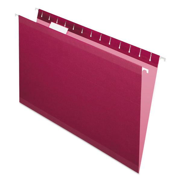 Pendaflex® Colored Reinforced Hanging Folders, Legal Size, 1/5-Cut Tabs, Burgundy, 25/Box (PFX415315BUR) Box of 25