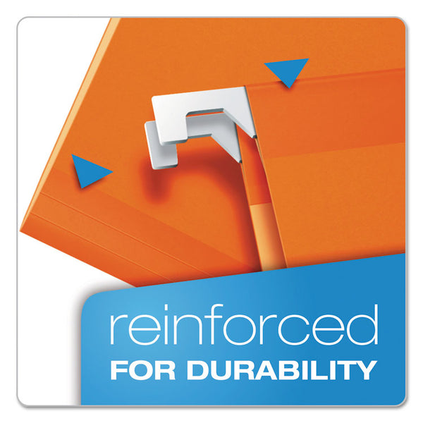 Pendaflex® Colored Reinforced Hanging Folders, Legal Size, 1/5-Cut Tabs, Orange, 25/Box (PFX415315ORA) Box of 25