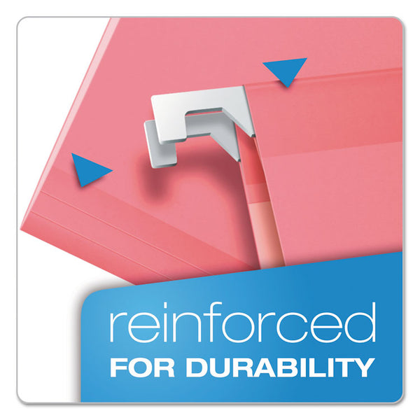 Pendaflex® Colored Reinforced Hanging Folders, Legal Size, 1/5-Cut Tabs, Pink, 25/Box (PFX415315PIN) Box of 25