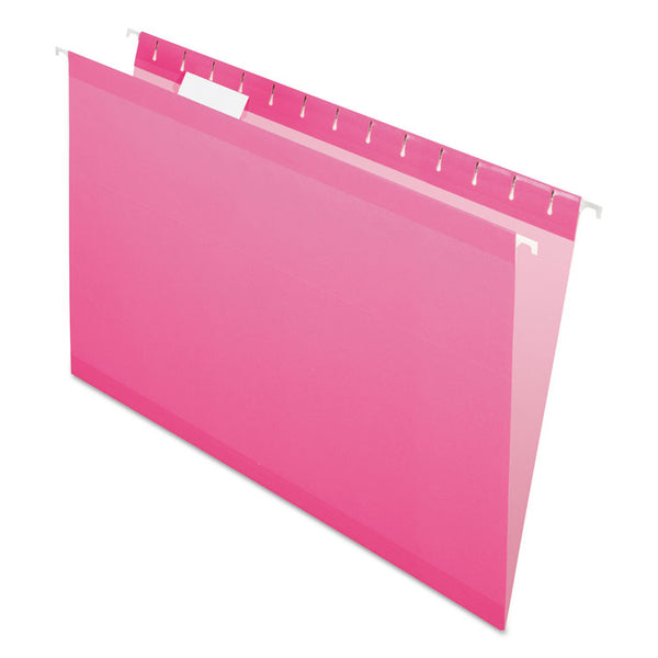 Pendaflex® Colored Reinforced Hanging Folders, Legal Size, 1/5-Cut Tabs, Pink, 25/Box (PFX415315PIN) Box of 25