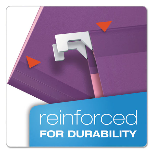 Pendaflex® Colored Reinforced Hanging Folders, Legal Size, 1/5-Cut Tabs, Violet, 25/Box (PFX415315VIO) Box of 25