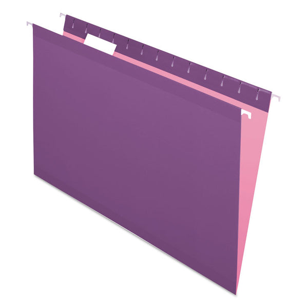 Pendaflex® Colored Reinforced Hanging Folders, Legal Size, 1/5-Cut Tabs, Violet, 25/Box (PFX415315VIO) Box of 25