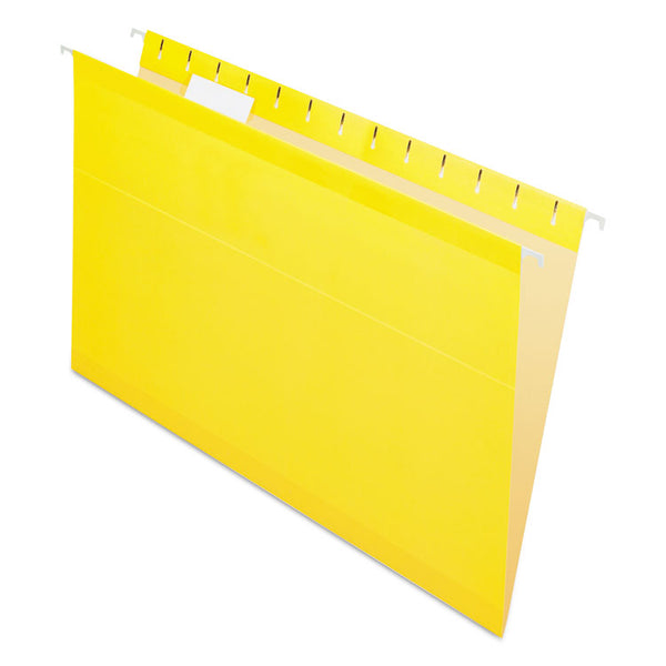 Pendaflex® Colored Reinforced Hanging Folders, Legal Size, 1/5-Cut Tabs, Yellow, 25/Box (PFX415315YEL) Box of 25