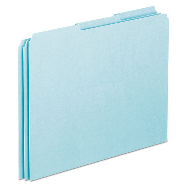 Pendaflex® Blank Top Tab File Guides, 1/3-Cut Top Tab, Blank, 8.5 x 11, Blue, 100/Box (PFXPN203)