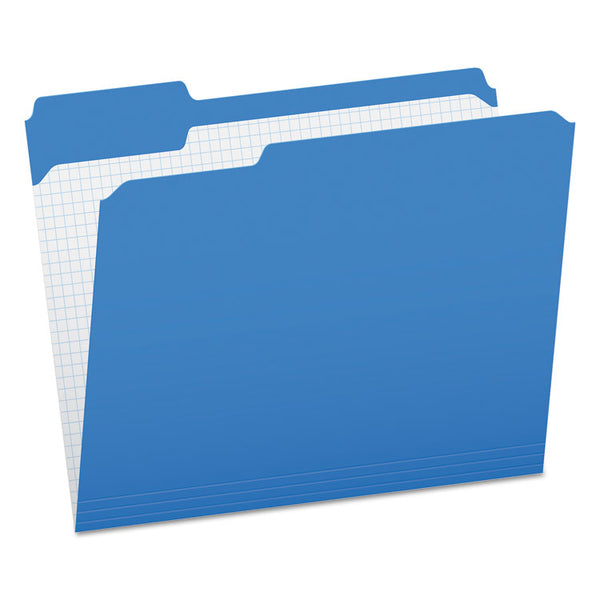 Pendaflex® Double-Ply Reinforced Top Tab Colored File Folders, 1/3-Cut Tabs: Assorted, Letter Size, 0.75" Expansion, Blue, 100/Box (PFXR15213BLU)