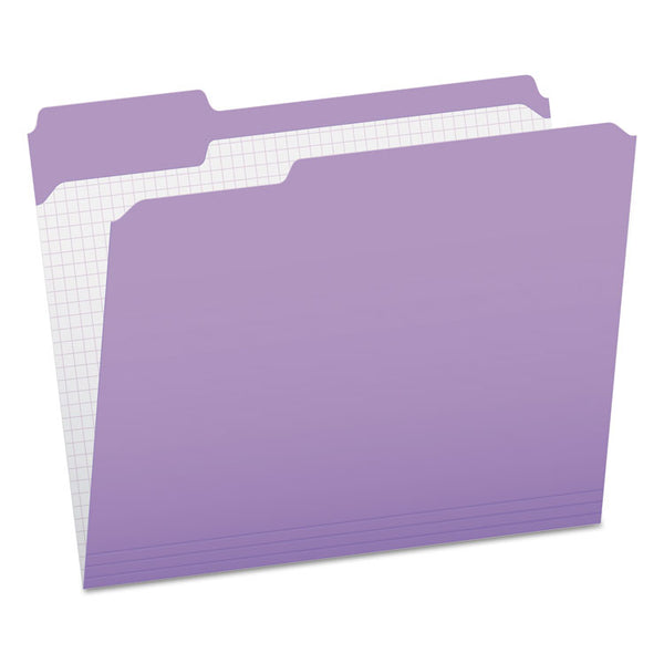 Pendaflex® Double-Ply Reinforced Top Tab Colored File Folders, 1/3-Cut Tabs: Assorted, Letter Size, 0.75" Expansion, Lavender, 100/Box (PFXR15213LAV)