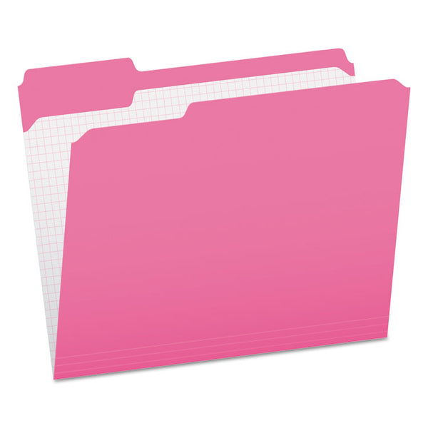 Pendaflex® Double-Ply Reinforced Top Tab Colored File Folders, 1/3-Cut Tabs: Assorted, Letter Size, 0.75" Expansion, Pink, 100/Box (PFXR15213PIN)