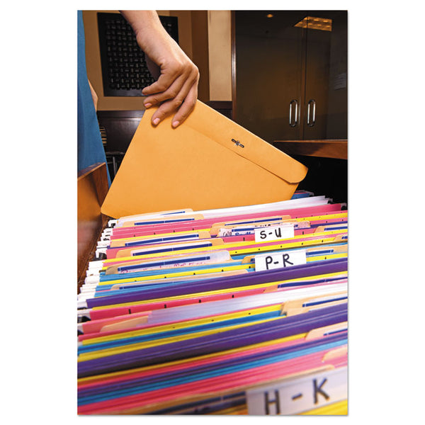 Quality Park™ Redi-File Clasp Envelope, #90, Cheese Blade Flap, Clasp/Gummed Closure, 9 x 12, Brown Kraft, 100/Box (QUA38090) Box of 100