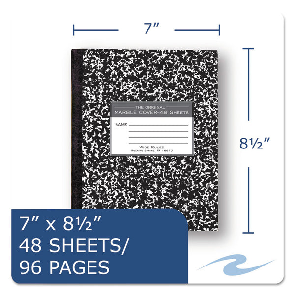 Roaring Spring® Marble Cover Composition Book, Wide/Legal Rule, Black Marble Cover, (48) 8.5 x 7 Sheets (ROA77333)