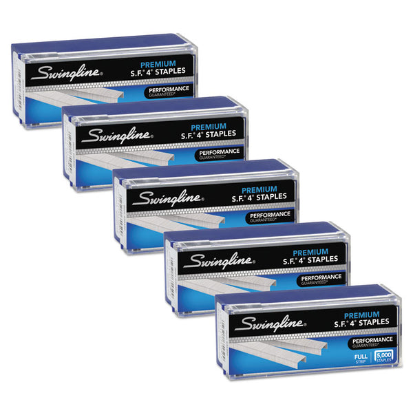 Swingline® S.F. 4 Premium Staples, 0.25" Leg, 0.5" Crown, Silver, 5,000/Box, 5 Boxes/Pack (SWI35481)