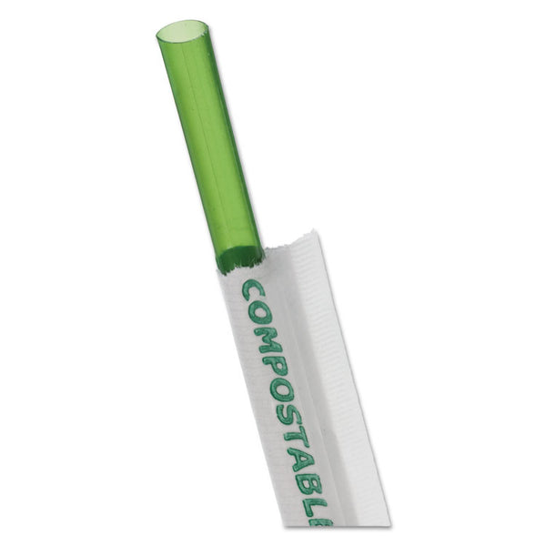 Eco-Products® Wrapped Straw, 7.75", Green, Plastic, 9,600/Carton (ECOEPST772) Case of 9600