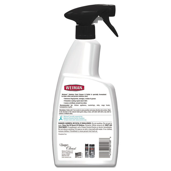 WEIMAN® Stainless Steel Cleaner and Polish, Floral Scent, 22 oz Trigger Spray Bottle (WMN108EA)