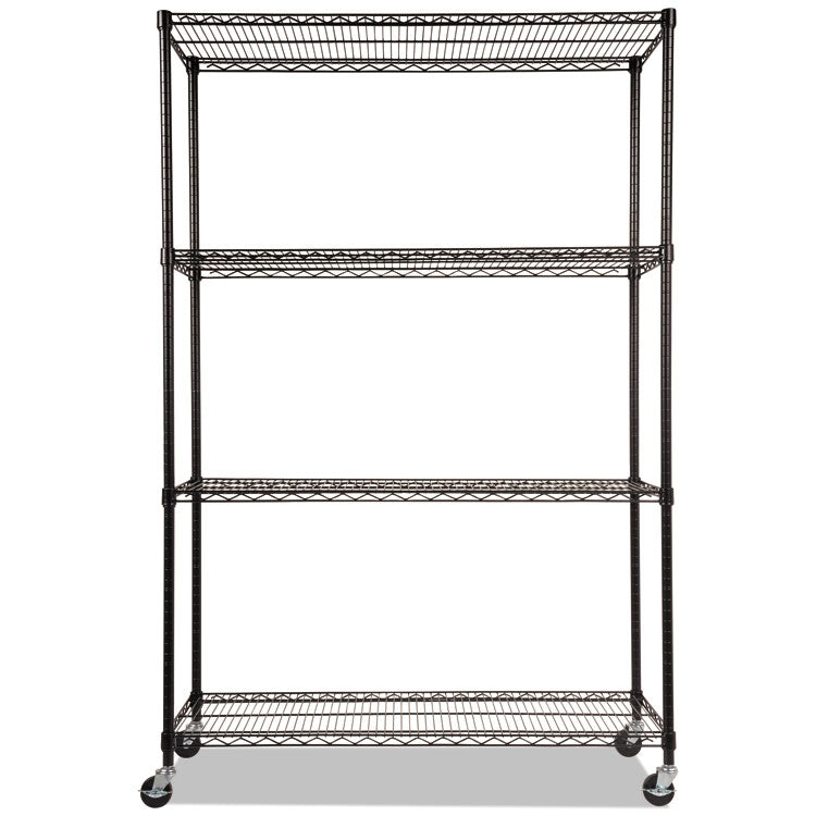 Alera® NSF Certified 4-Shelf Wire Shelving Kit with Casters, 48w x 18d x 72h, Black (ALESW604818BL) Each