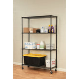 Alera® NSF Certified 4-Shelf Wire Shelving Kit with Casters, 48w x 18d x 72h, Black (ALESW604818BL) Each