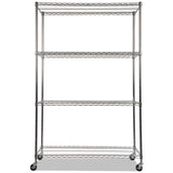 Alera® NSF Certified 4-Shelf Wire Shelving Kit with Casters, 48w x 18d x 72h, Silver (ALESW604818SR)