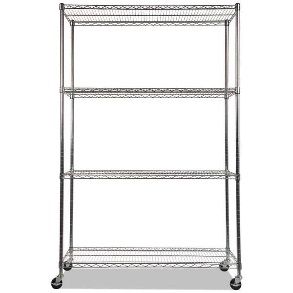 Alera® NSF Certified 4-Shelf Wire Shelving Kit with Casters, 48w x 18d x 72h, Silver (ALESW604818SR)