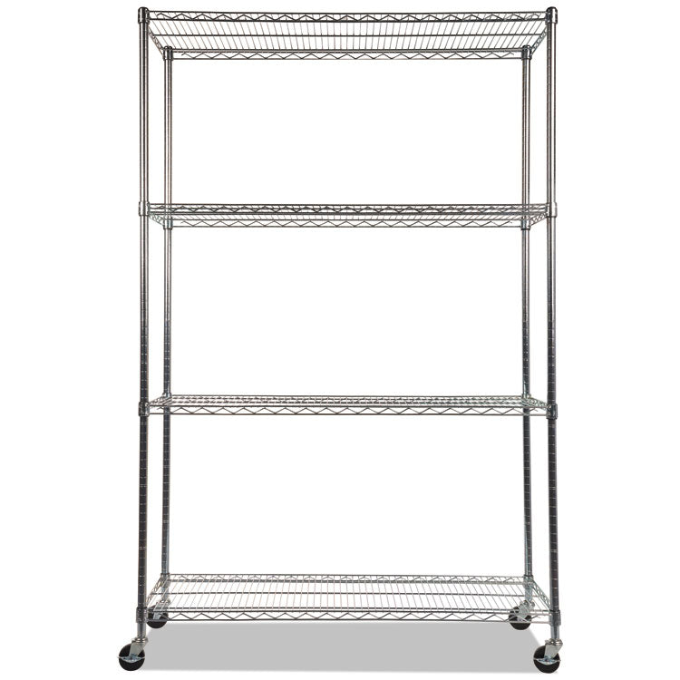 Alera® NSF Certified 4-Shelf Wire Shelving Kit with Casters, 48w x 18d x 72h, Silver (ALESW604818SR)