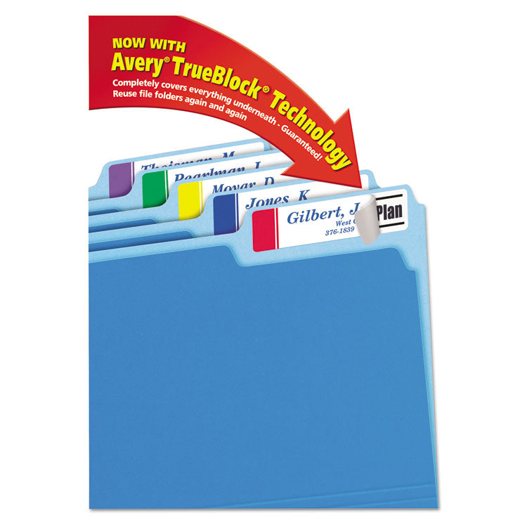 Avery® Extra-Large TrueBlock File Folder Labels with Sure Feed Technology, 0.94 x 3.44, White, 18/Sheet, 25 Sheets/Pack (AVE5026)