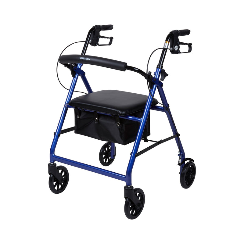McKesson 4 Wheel Rollator Blue Adjustable Height / Folding Aluminum Frame (1065264_EA) 1/EA