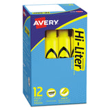 Avery® HI-LITER Desk-Style Highlighters, Yellow Ink, Chisel Tip, Yellow/Black Barrel, Dozen (AVE07742) 1 Dozen