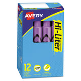 Avery® HI-LITER Desk-Style Highlighters, Fluorescent Purple Ink, Chisel Tip, Purple/Black Barrel, Dozen (AVE24060)