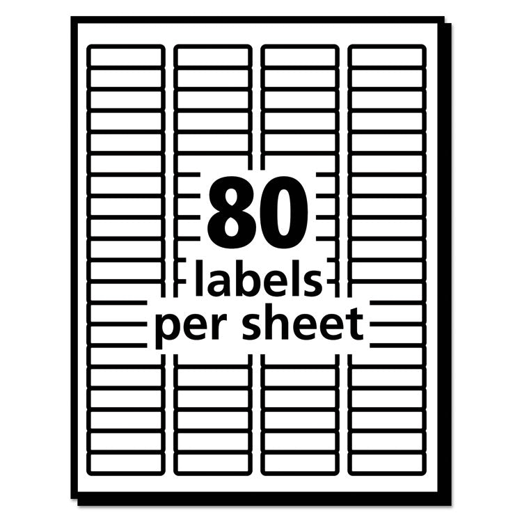 Avery® EcoFriendly Mailing Labels, Inkjet/Laser Printers, 0.5 x 1.75, White, 80/Sheet, 100 Sheets/Pack (AVE48467)