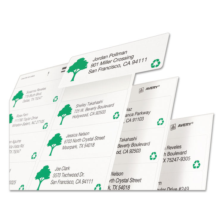 Avery® EcoFriendly Mailing Labels, Inkjet/Laser Printers, 1 x 2.63, White, 30/Sheet, 100 Sheets/Pack (AVE48460)