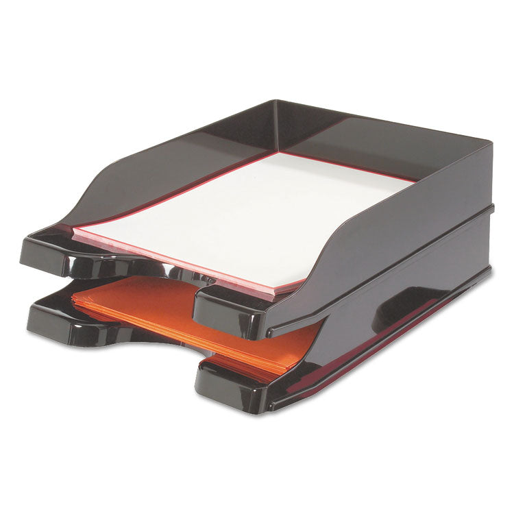 deflecto® Docutray Multi-Directional Stacking Tray Set, 2 Sections, Letter to Legal Size Files, 10.13" x 13.63" x 2.5", Black, 2/Pack (DEF63904) Set of 2
